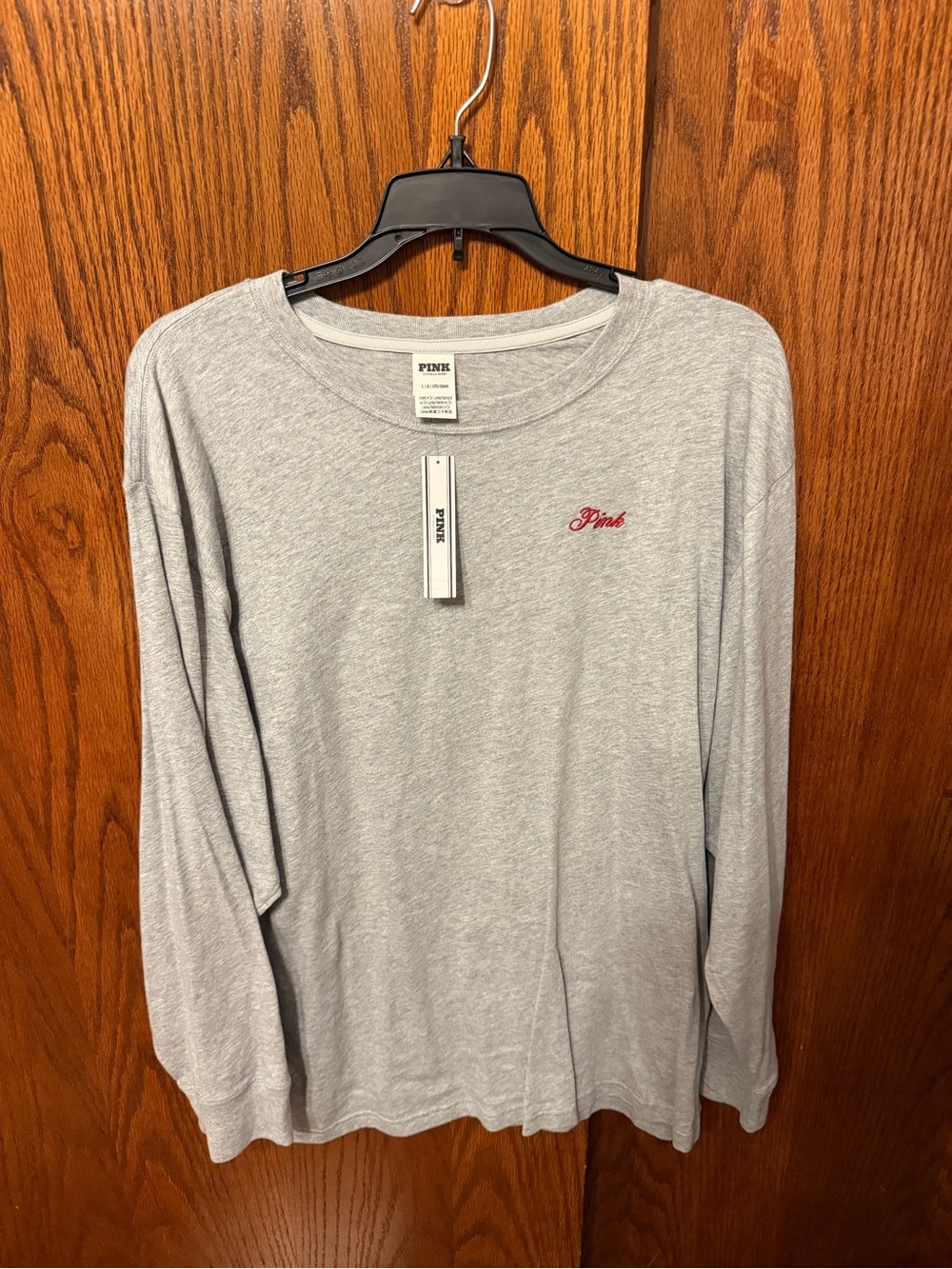 PINK Victoria's Secret Gray Crewneck Tee with Subtle Pink Logo